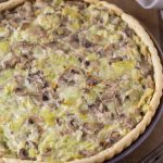 Baked leek mushroom pie.
