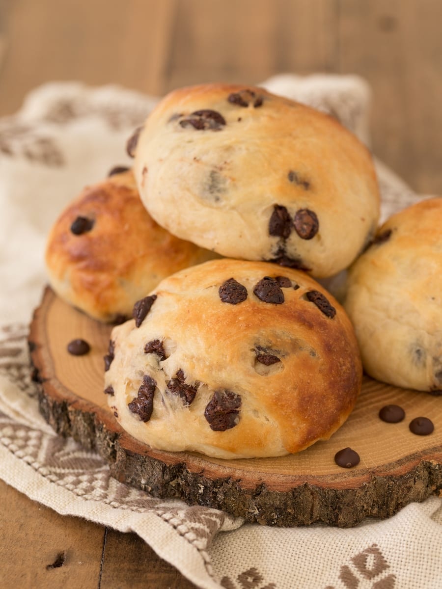Norwegian chocolate chip rolls with cardamom.