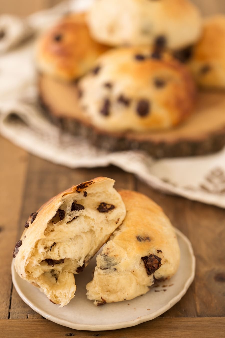 Norwegian cardamom roll divided in half.