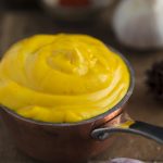Homemade mayonnaise with garlic and saffron.