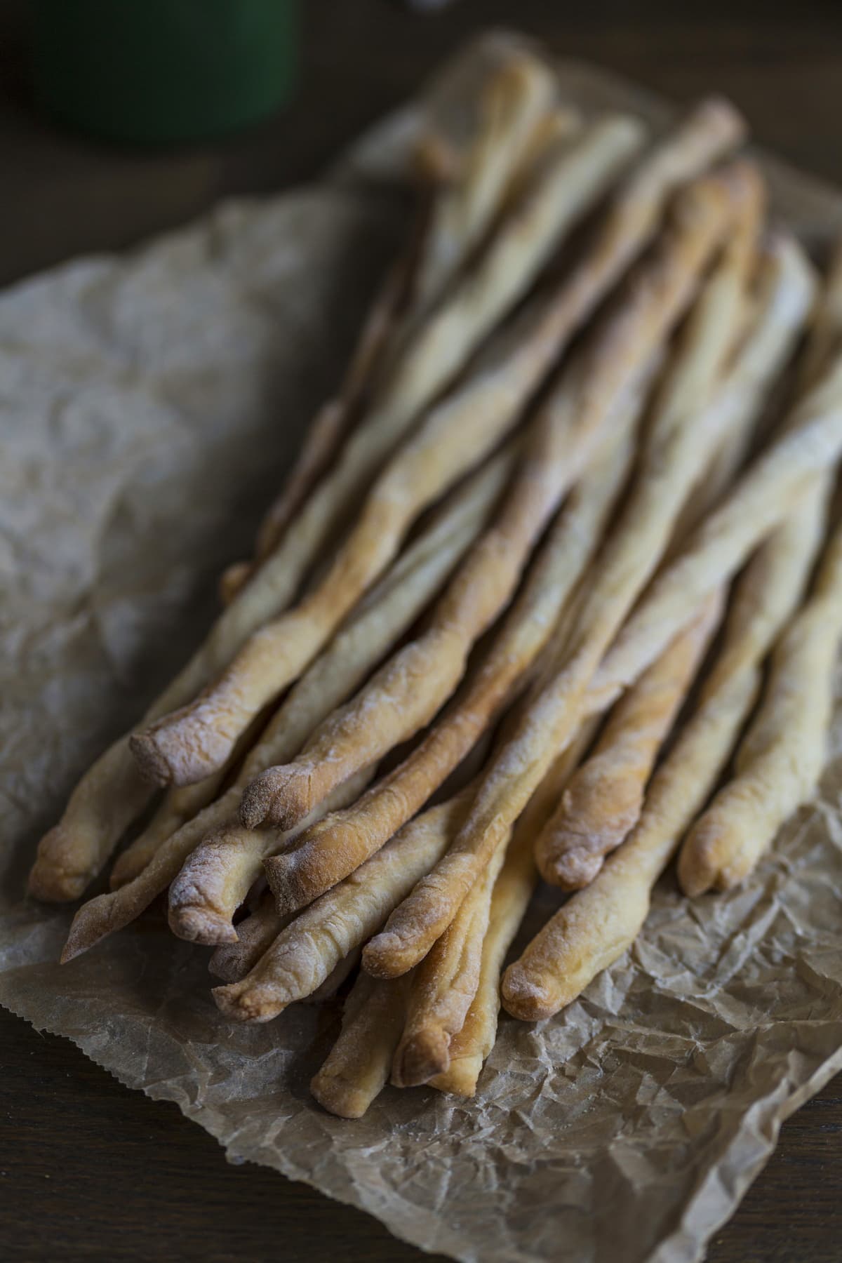 Traditional Italian grissini made with lard and sourdough discard.