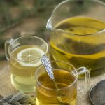 Lemon sage tea served with or without lemon.