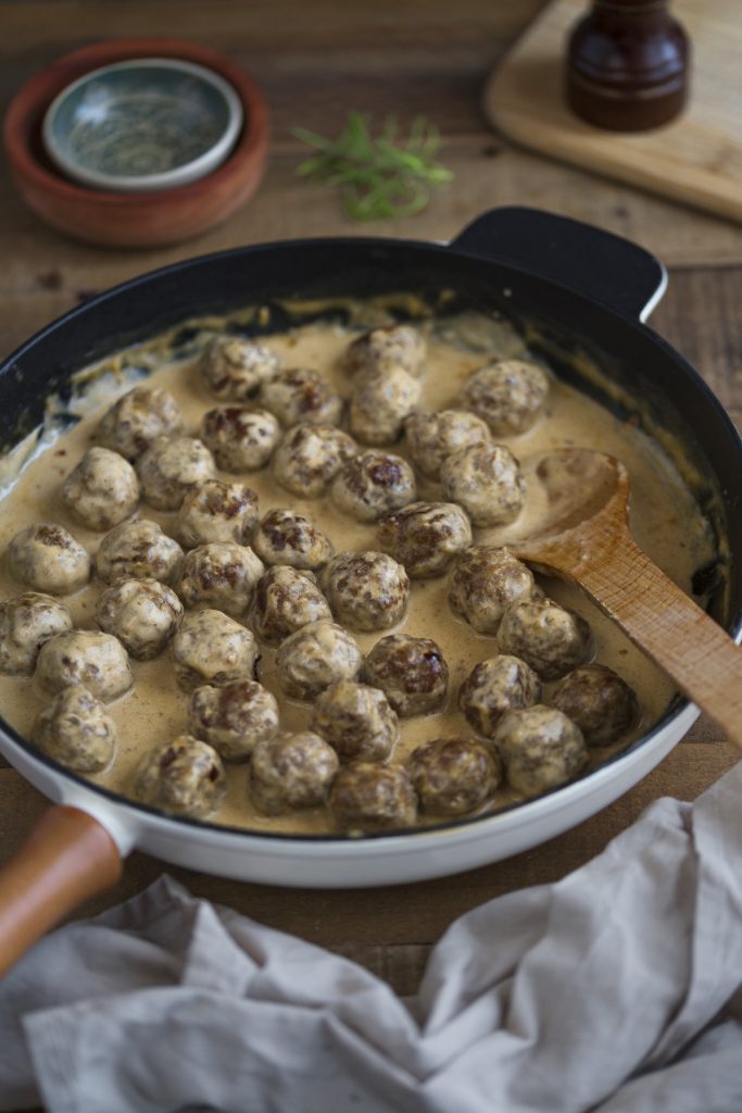 Swedish meatballs in cream sauce.