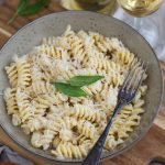 Walnut sauce pasta with cream and parmesan.