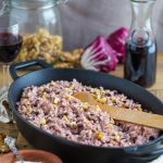 Red wine risotto with radicchio and walnuts.
