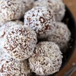 Close up view of chocolate ota balls.