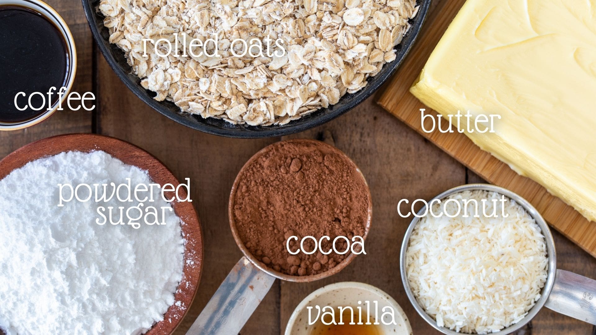 Chocolate balls ingredients.