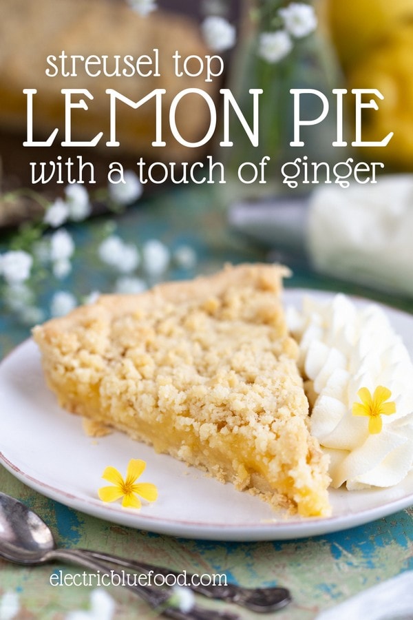 A lemon tart with a touch of ginger and a buttery streusel top, this ginger lemon pie is a delicious dessert. The zesty lemon curd filling with a hint of ginger is the perfect companion to the crumbly shortcrust base and topping. A bakery-style pie to enjoy all year.