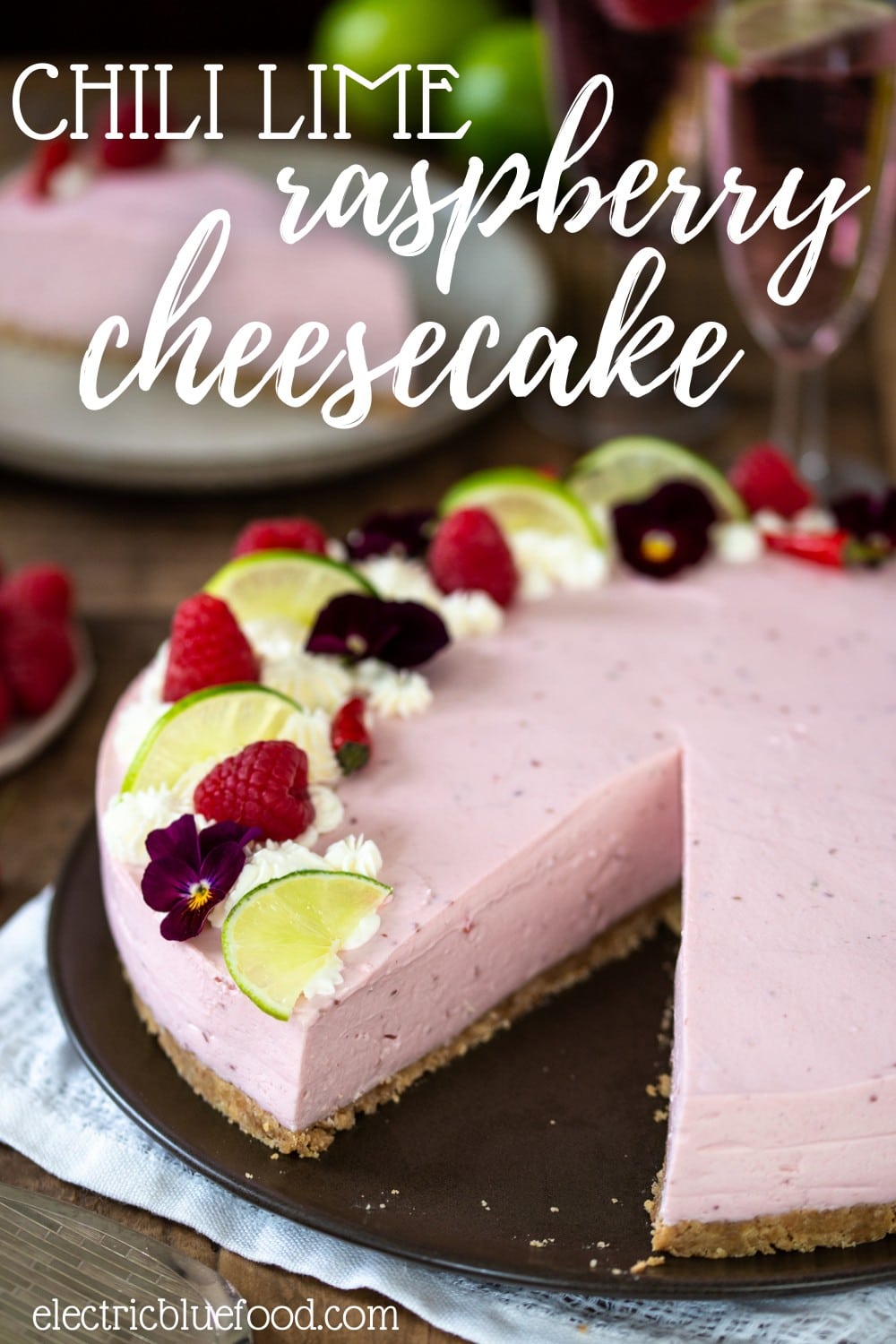 A no-bake raspberry cheesecake with a hint of chili and lime. A refreshing flavour twist to classic raspberry cheesecake that will come as a beautiful surprise!