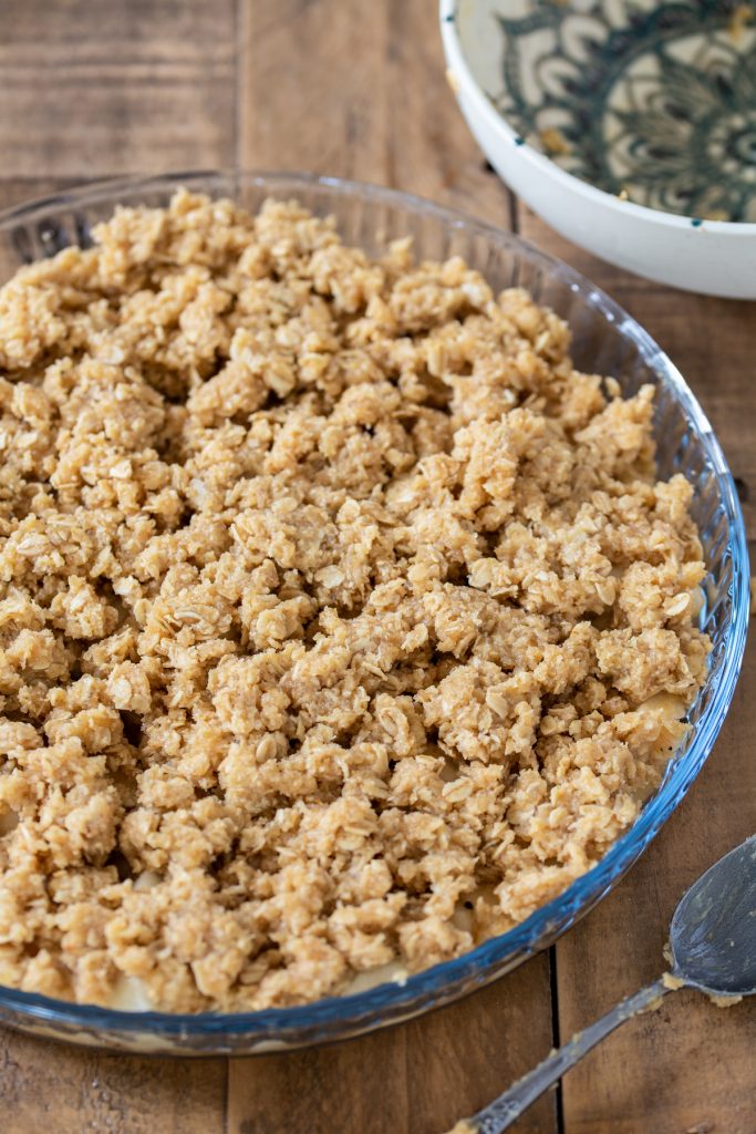 Pear crisp unbaked.