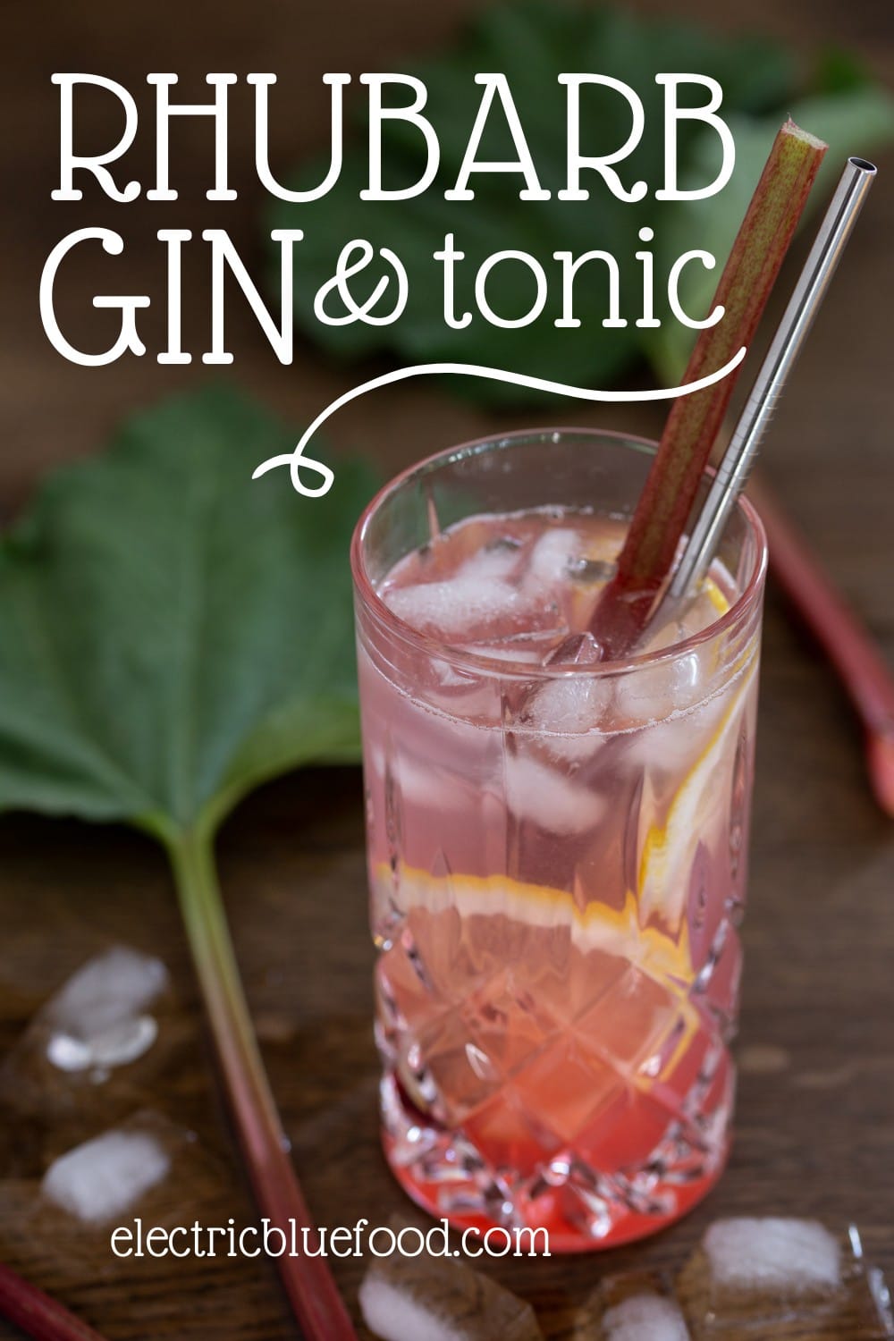 Rhubarb G&T made with homemade rhubarb syrup. A summer flavour variation of a classic cocktail.