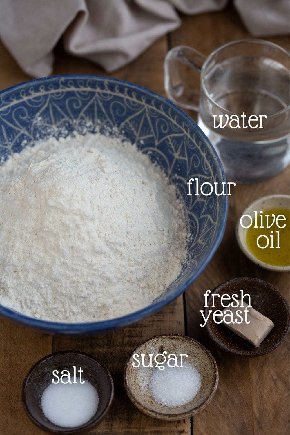 Image and overlay text showing the ingredients needed in this recipe.
