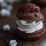 Cocoa cream puff closeup.