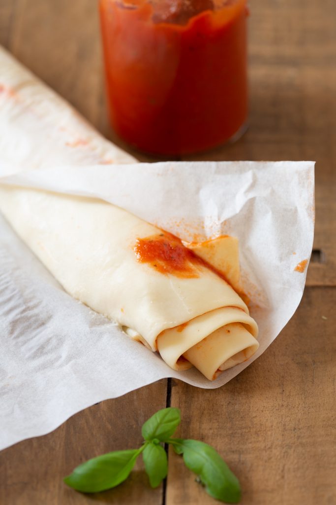 Rolled-up puff pastry.