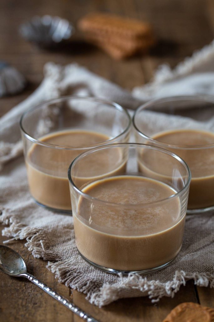 The panna cotta in see-through glasses.