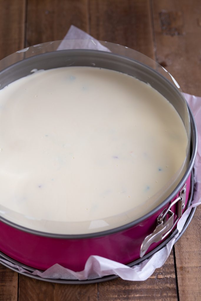 Final layer of gelatin cream added to make a smooth top.