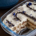 Portioned tiramisu to show layers.
