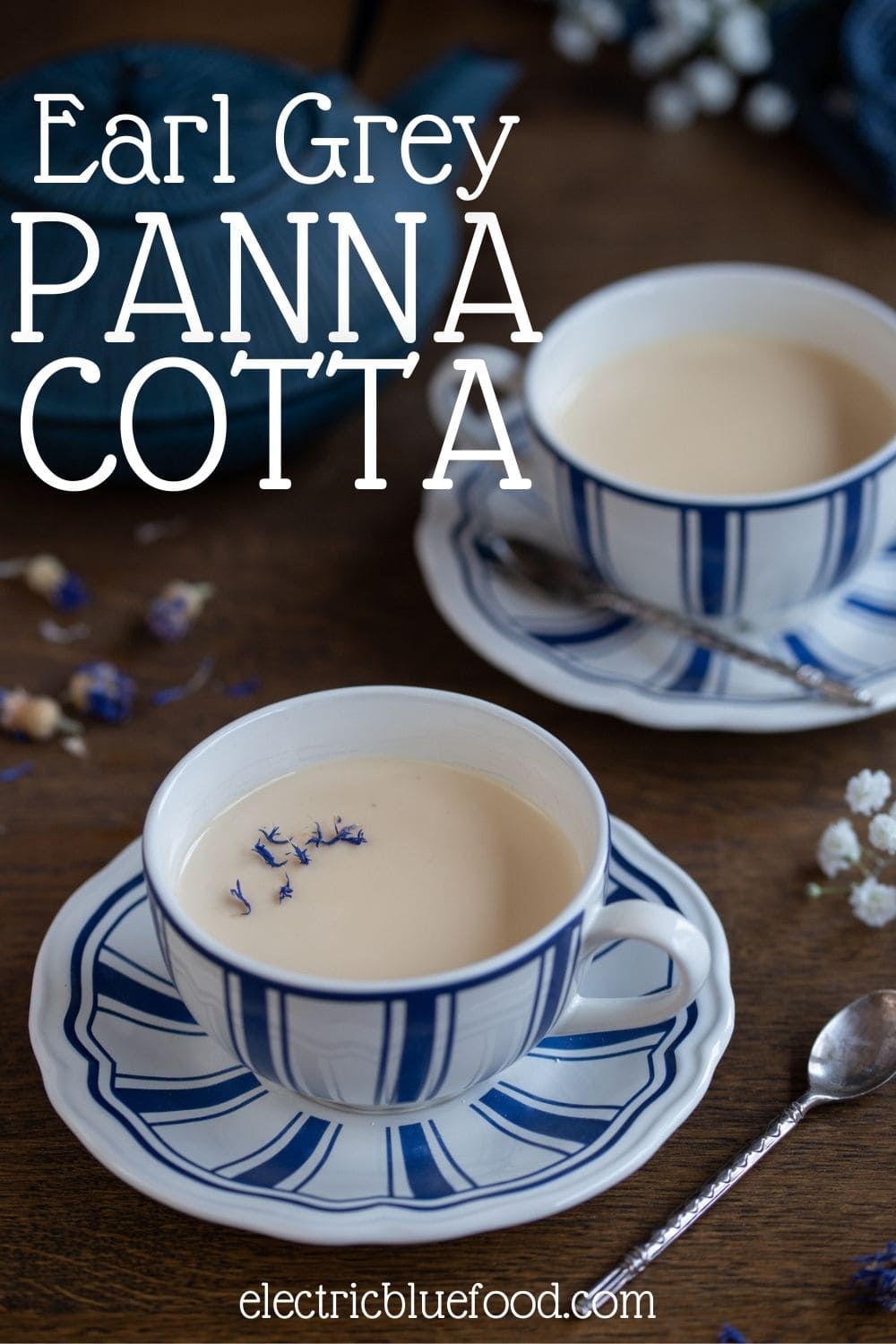 Earl Grey panna cotta made with tea infused cream. A de,licious no-bake dessert that gives a flavour twist to its most classic versions.