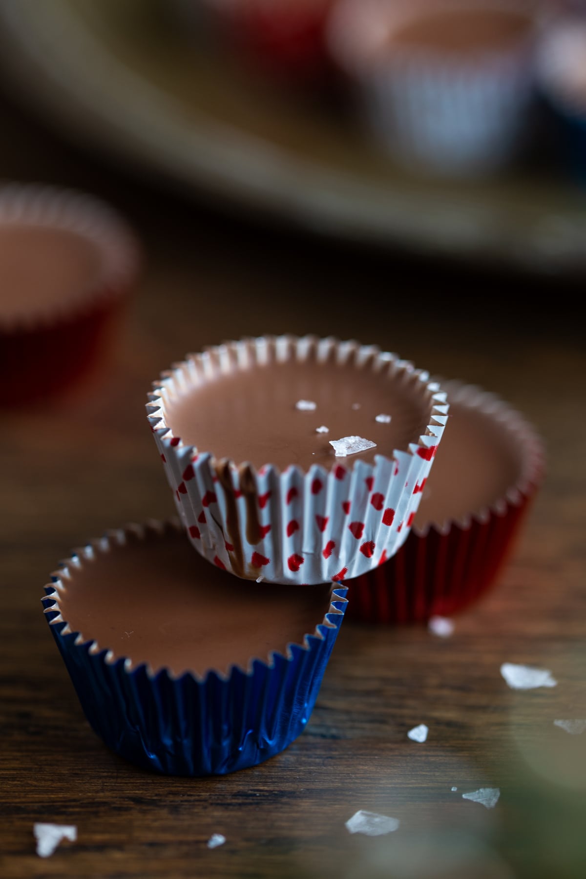 Ischoklad chocolate praline with salt flakes.