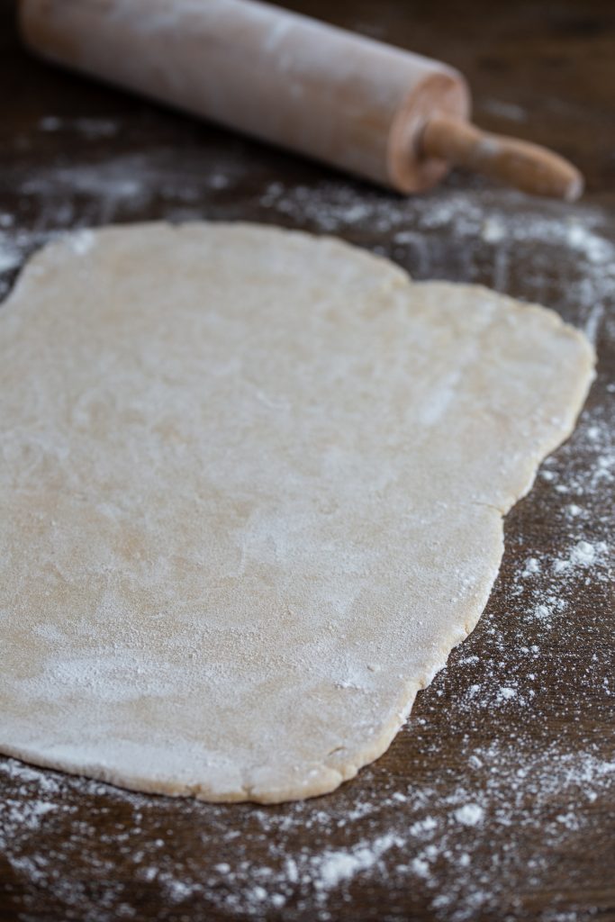 Rolled out dough.