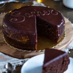 Sliced Sachertorte.
