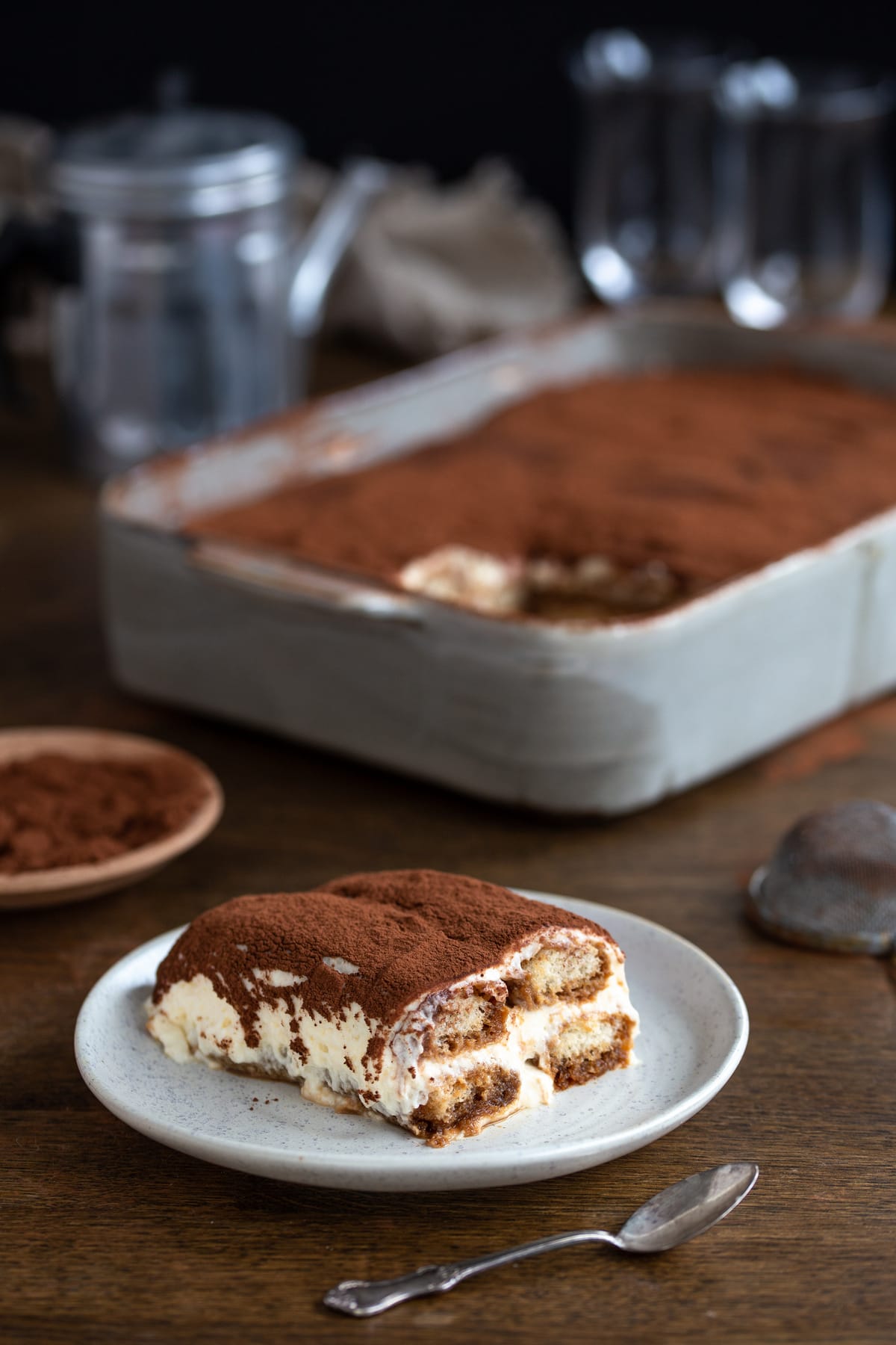 One portion of tiramisu.