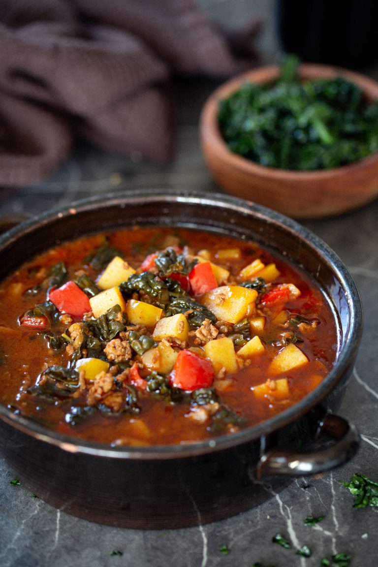 Hearty Chunky Meat Soup with Cavolo Nero