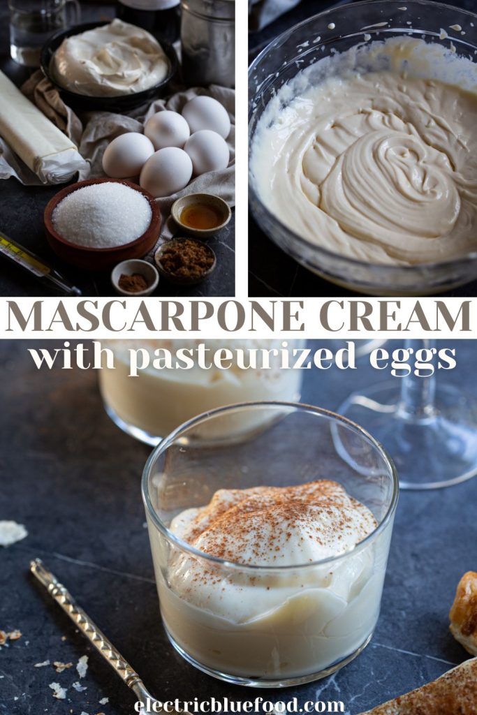 Tiramisu cream with mascarpone and pasteurized eggs.