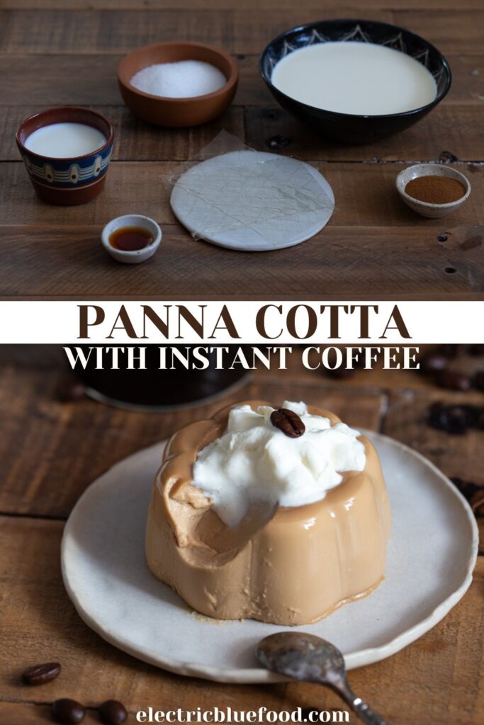 Instant coffee panna cotta pin for pinterest.