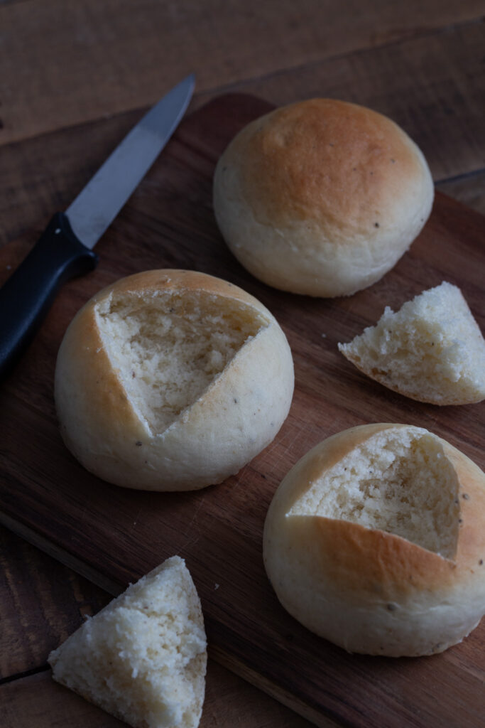 Top of sweet buns carved.
