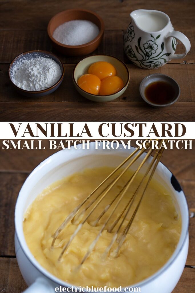 Small batch vanilla custard pin for Pinterest.