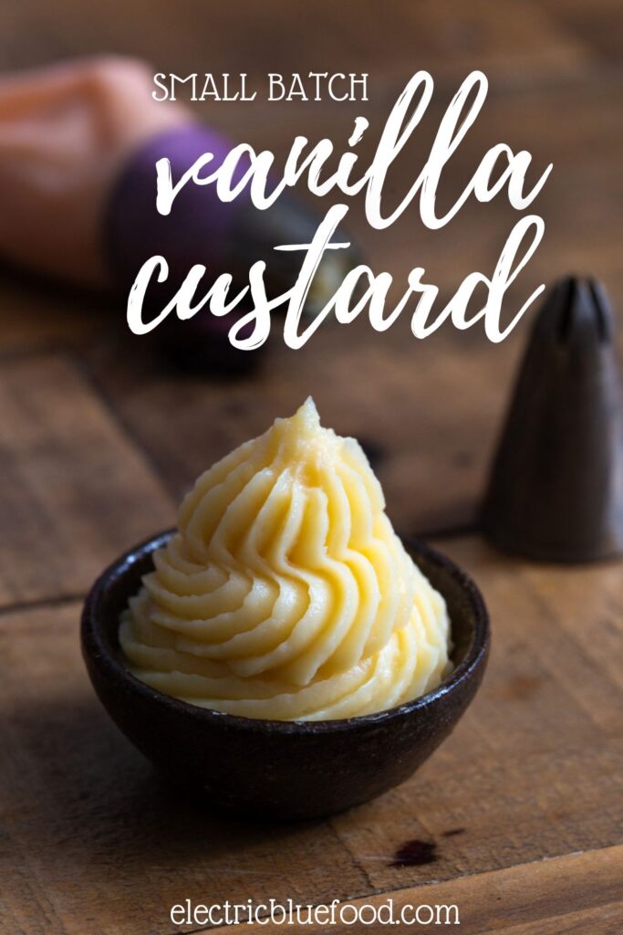 Small batch vanilla custard pin for Pinterest.